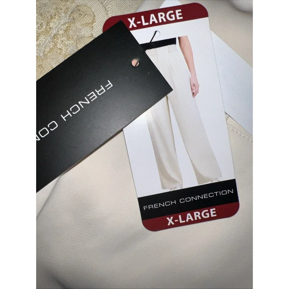 French Connection Women Wide Leg Trouser Color Cream XL Office Casual Preppy NWT - Picture 8 of 16